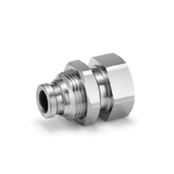 SMC KQG2E11N03 (KQG2E11-N03) - Stainless Steel 316 One-Touch Fitting Bulkhead Connector, Ø3/8" Tube O.D., NPT 3/8 Bulkhead Thread