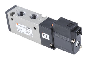 SMC EVFS11205YO01FQ (EVFS1120-5YO-01F-Q) - 5 Port Pilot Solenoid Valve, Metal Seal, Body Ported, G1/8 Port, 24 VDC Coil
