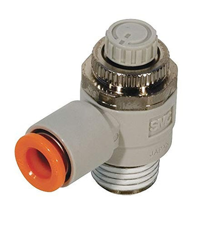 SMC AS2201FN0206S (AS2201F-N02-06S) - Speed Controller with One-touch Fitting, NPT 1/4 x Φ6 mm one-touch fitting, meter-out elbow speed controller