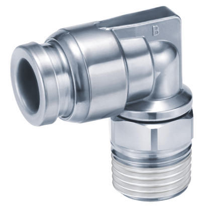 SMC KQG2L0801S (KQG2L08-01S) - Stainless Steel 316 One-Touch Fitting Male Elbow, Ø8 mm Tube O.D., R1/8 Male Thread With Seal