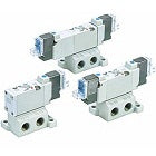 SMC SYJ51405LOU (SYJ5140-5LOU) - 5 Port Solenoid Valve, L-type Plug Connector Without Connector, Base Mounted Without Sub-plate